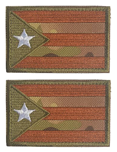 2 Stück AliPlus Puerto Rico Flagge Patches Embroidered Tactical Military Moral Patch Applique Fastener Hook and Loop (CP) von AliPlus