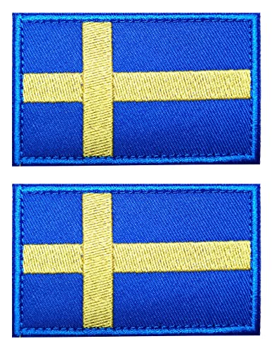 2 Stück AliPlus Schweden-Flaggen-Aufnäher, bestickt, taktischer Militär-Aufnäher, Klettverschluss von AliPlus