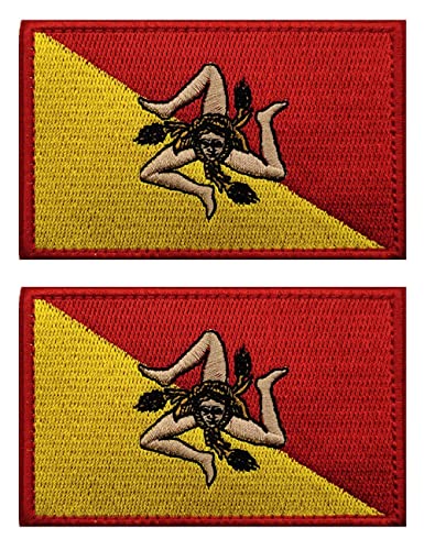 2 Stück AliPlus Sizilien Flagge Patches bestickt taktisch Militär Moral Patch Applique Fastener Hook and Loop von AliPlus