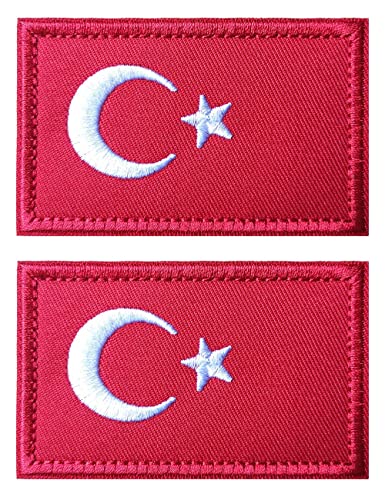 2 Stück AliPlus Türkiye Türkei Flagge Patches bestickt Tactical Military Moral Patch Applique Fastener Hook and Loop von AliPlus