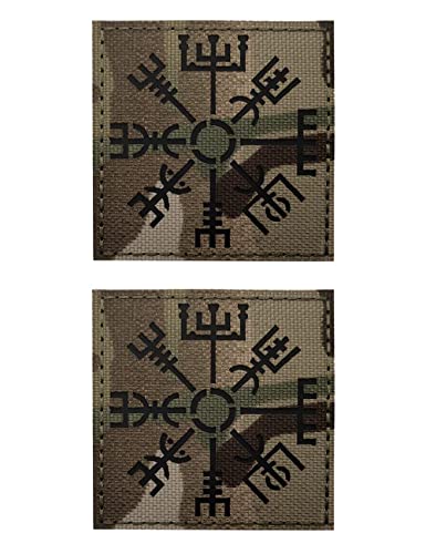 2 Stück AliPlus Viking Vegvisir Patches Helm of Awe Patches IR Infrarot Reflektierende Patches Laser Cut Patches Tactical Moral Patch Hook and Loop 2,36 x 2,36 Zoll von AliPlus