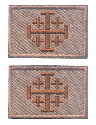 2 Stück Ritter des Heiligen Sepulchre Patches Reiterorden des Heiligen Grabes von Jerusalem Patches Christliche Patches Bestickter Moral Patch (Khaki Gold) von AliPlus