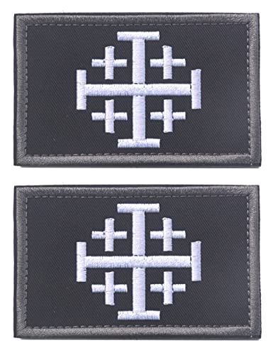 AliPlus 2 Stück Jerusalem-Kreuzritter Jihad Patches Time for Another Crusade Christian Embroidered Tactical Moral Patch (Black White), Knights Holy Sepulchre Black White von AliPlus
