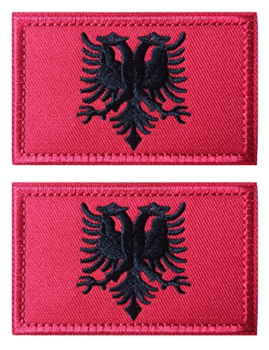 AliPlus Albanien-Flagge, bestickt, taktischer Militär-Aufnäher, Klettverschluss, 2 Stück von AliPlus