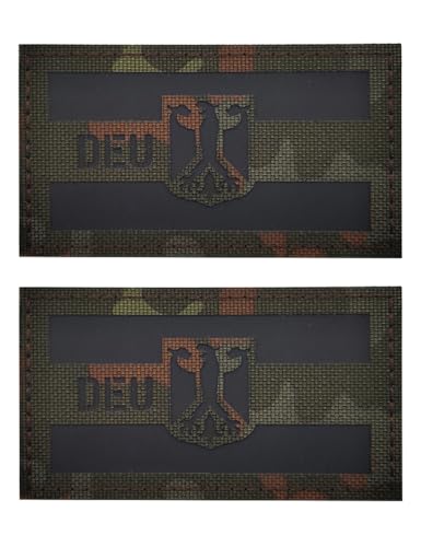 AliPlus Deutschland-Flagge, Adler-Emblem, IR-Infrarot, reflektierende Flicken, lasergeschnitten, Haken und Schlaufe (deutsche Tarnung 01), 2 Stück von AliPlus