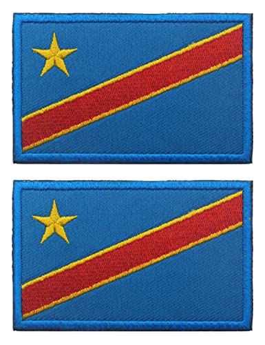 AliPlus Kongo-Flagge, bestickt, taktischer Militär-Aufnäher, Klettverschluss, 2 Stück von AliPlus