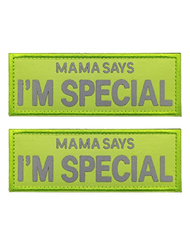 AliPlus Mama Says I'm Special Patches Reflektierende Patches Tactical Moral Patch Hook and Loop 11 x 4 cm (Hellgrün) von AliPlus