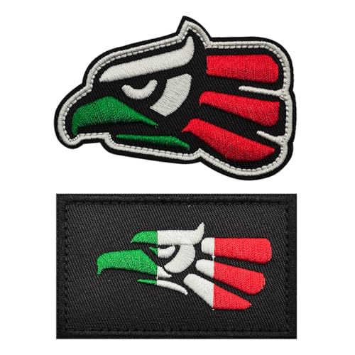 AliPlus Mexikanischer Adler-Aufnäher, bestickt, taktisch, Militär, Moral, Klettverschluss, Haken und Schlaufe (Hecho en Mexico 01), 2 Stück von AliPlus
