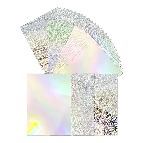 Aliaga 30er-Pack Metallischer Holografischer Karton, Glänzend Fluoreszierend, Dickes A4-Karton-Spiegelpapier für Kartenherstellung, Scrapbooking von Aliaga