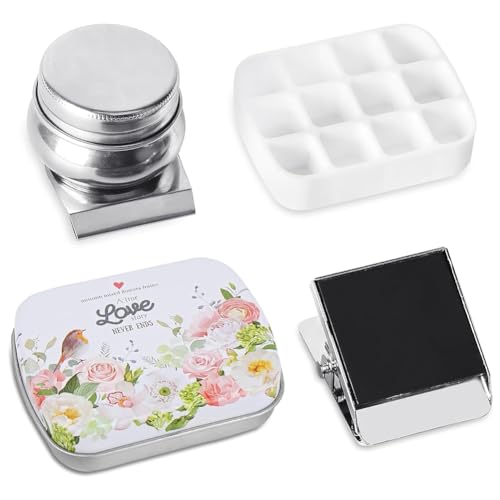 Aliaga Tragbare -Dose, 12-Fach Leere Aquarellpalette, Kleine Farbaufbewahrungssets mit Magnetclip und Öltopf, C Aliaga Tragbare -Dose, 12-Fach Leere Aquarellpalette, Kleine Farbaufbewahrungssets mit Magnetclip und Öltopf, C von Aliaga