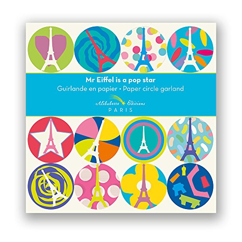 alibabette Editions Paris Herr Eiffel ist ein Pop Star Papier Kreis Girlande auf Lemon Gelb Kordel (guir003) von Alibabette Editions