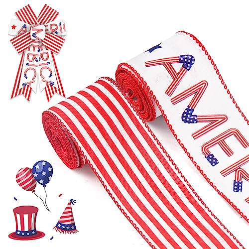 ALIBBON 2 Rollen 6,3 cm × 4,5 m 4,5 m Patriotisches Drahtband Unabhängigkeitstag Jutebänder Amerika Rot Streifen Band für 4. Juli Kranz DIY Handwerk Geschenke Verpackung Party Dekoration ALIBBON 2 Rollen 6,3 cm × 4,5 m 4,5 m Patriotisches Drahtband Unabhängigkeitstag Jutebänder Amerika Rot Streifen Band für 4. Juli Kranz DIY Handwerk Geschenke Verpackung Party Dekoration von Alibbon