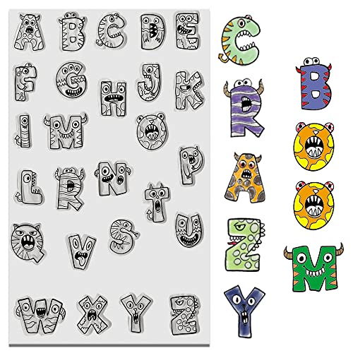 Halloween Alpabets Klare Stempel für Kartenherstellung und Fotoalbum Dekorationen, 26 Buchstaben Stempel, Niedliche Monster Buchstaben Transparent Silikon Klar Stempel für Basteln und DIY Scrapbooking Halloween Alpabets Klare Stempel für Kartenherstellung und Fotoalbum Dekorationen, 26 Buchstaben Stempel, Niedliche Monster Buchstaben Transparent Silikon Klar Stempel für Basteln und DIY Scrapbooking von Alibbon