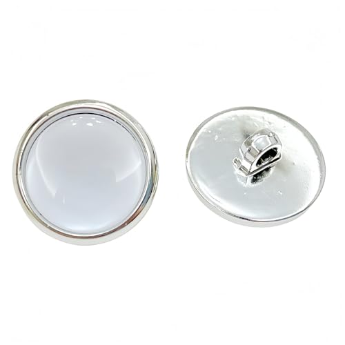 Runde goldfarbene Perlglanz-Knöpfe für Damen, Blusen, Mäntel, dekoratives Kleidungszubehör mit silberfarbenem Rand, 5 Stück (Silber, 10 mm) von Alice_Star