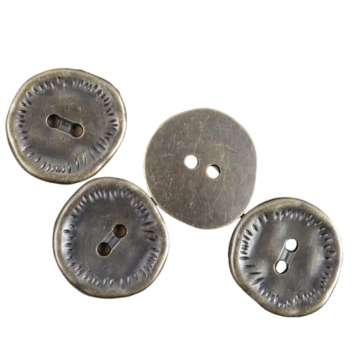 Unregelmäßige Metallknöpfe mit 2 Löchern, für Kleidung, Silber, Gold, Kupfer, Vintage-Stil, Nähzubehör für Anzug, Mantel, Jacke, Hemd, 5 Stück von Alice_Star