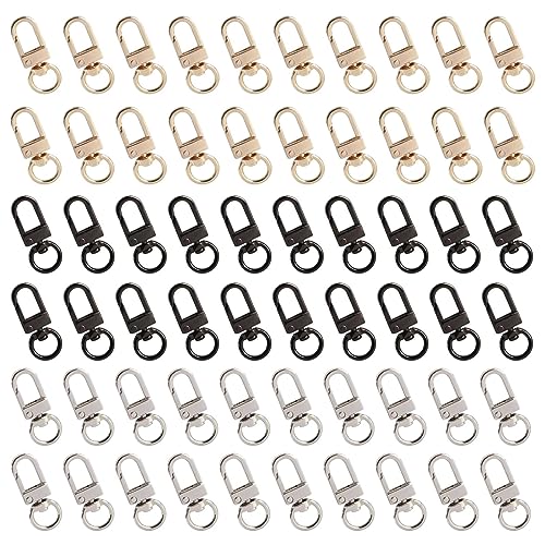 60 Stück Karabinerhaken Metal, Karabinerhaken Schlüsselanhänger, D Ring Karabinerverschlüsse mit Drehgelenk, Schlüsselring Klein, Zubehör für DIY Taschen Umhängetasche Schlüsselband Basteln von Alicer