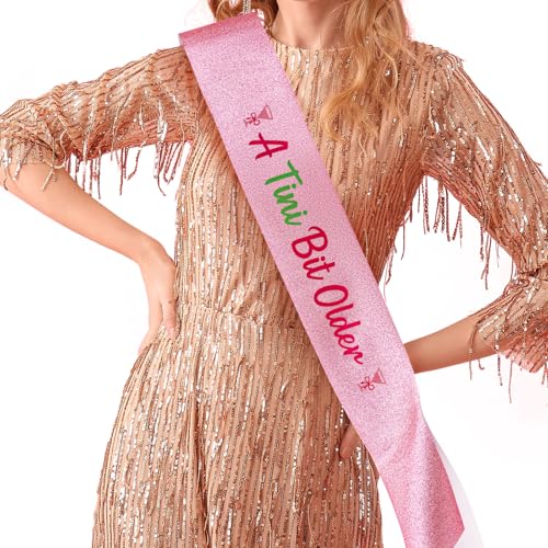 Aliceset Glitter A Tini Bit Schärpe für ältere Geburtstage, 177,8 cm, Martini-Thema, Geburtstagsparty-Dekorationen, Cocktail-Schärpe für Frauen, Martini-Bar, Partygeschenke, Dekorationen (Rosa) von Aliceset