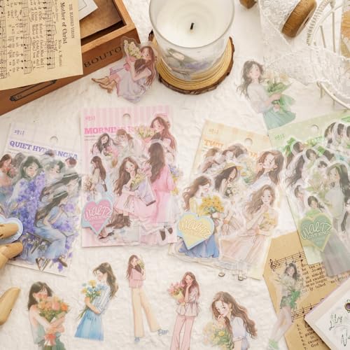 120 Stück Scrapbook-Aufkleber, Kawaii, süße Mädchen, Menschen, Aufkleber für Tagebuch, Scrapbooking, Zubehör, Junk-Tagebuch, Basteln, Verzierung, Dekoration, Aufkleber (huaerzilianqu) von Alideco