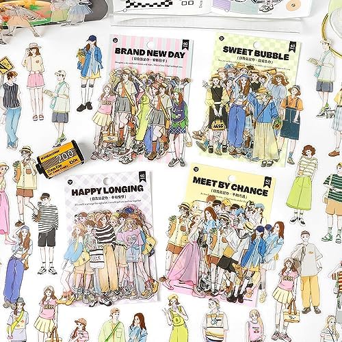 „Alideco 120 Stück Scrapbook-Aufkleber, Cartoon-Streetwear-Charaktere, Aufkleber für Journaling, Scrapbooking, Junk-Tagebuch, Basteln, Embelishment-Dekoration, Tagebuch-Aufkleber (Mujijieshini) von Alideco