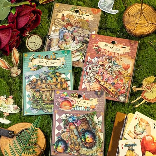 Alideco 120 Stück Scrapbook-Aufkleber, Vintage, Alice Story, Scrapbooking, Junk, Tagebuch, Basteln, Verzierung, Dekoration, Aufkleber (Aailisigushi) von Alideco