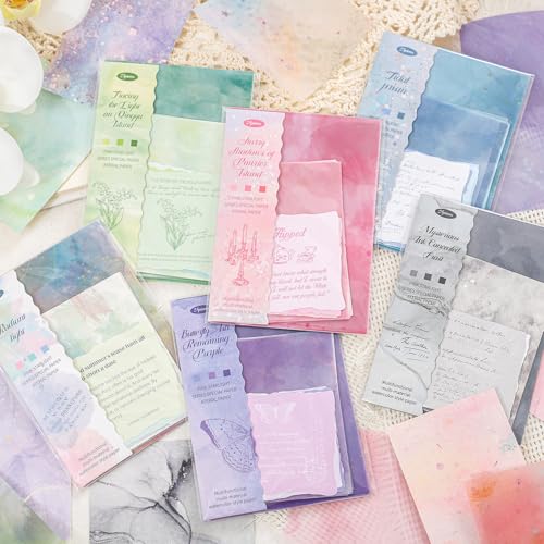 Alideco 120 Stück Vintage Pastell Englische Zeichen Tinte Markierungen Scrapbooking Papier für Journaling Supplies, dekoratives Bastelpapier für Junk Journals (fencaixinghui) von Alideco