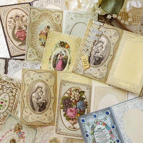 Alideco 120 Stück Vintage Spitze Scrapbooking Papier für Journaling Supplies, dekoratives Bastelpapier für Junk Journals (leisibowuguan) von Alideco