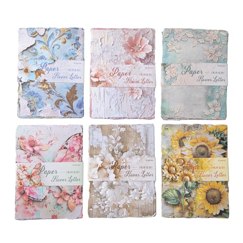 Alideco 120 Stück Vintage geprägtes Blumenmuster Schmetterling Scrapbooking Papier für Journaling Supplies, dekoratives Bastelpapier für Junk Journals (zhijianhuaxin) von Alideco