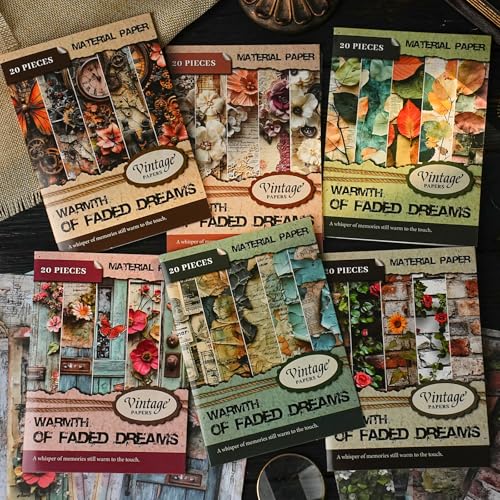 Alideco 120pcs Vintage Brick Wall Book Pages Wooden Door Scrapbooking Paper for Journaling Supplies, Decorative Craft Paper for Junk Journals (jiumengyuwen) von Alideco