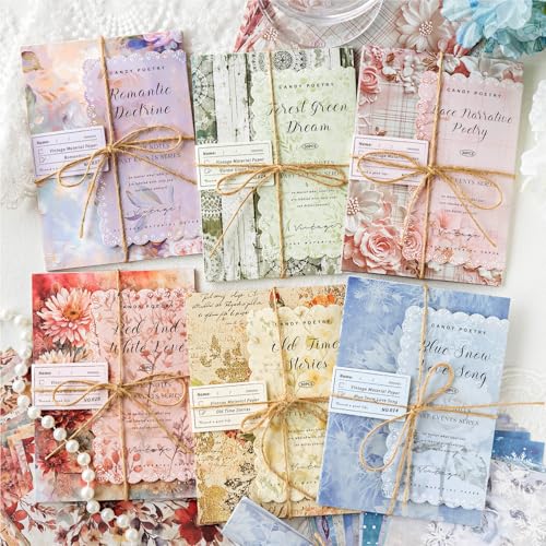 Alideco 180 Stück Vintage-Fantasie-Aquarell-Blumen-Scrapbooking-Papier für Tagebuchbedarf, dekoratives Bastelpapier für Junk-Tagebücher (huajianwangshi) von Alideco