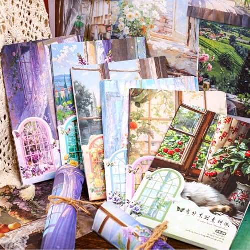 Alideco 180 Stück Vintage Panoramablick Scrapbooking Papier für Journaling Supplies, dekoratives Bastelpapier für Junk Journals (Chuangwai) von Alideco