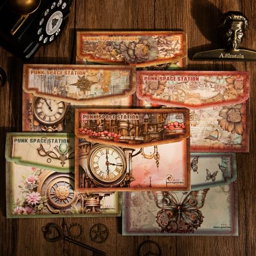 Alideco 180 Stück Vintage-Scrapbook-Papier, mechanischer Punk-Stil, Scrapbooking-Papier für Tagebuch, dekoratives Bastelpapier für Junk-Tagebücher (Pengkekongjianzhan) von Alideco