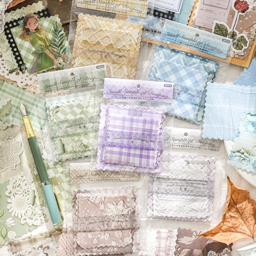 Alideco 180 Stück Vintage gesteppter Stoffdruck Scrapbooking Papier für Journaling Supplies, dekoratives Bastelpapier für Junk Journals (licaixiaoyangce) von Alideco