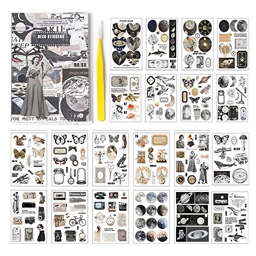 Alideco Scrapbook-Aufkleber-Set, Vintage-Stil, transparent, himmlischer Planeten, Mond, ästhetische Erwachsene, Scrapbooking-Zubehör, Aufkleber für Journaling-Pinzette, 20 Blatt/165 Stück Alideco Scrapbook-Aufkleber-Set, Vintage-Stil, transparent, himmlischer Planeten, Mond, ästhetische Erwachsene, Scrapbooking-Zubehör, Aufkleber für Journaling-Pinzette, 20 Blatt/165 Stück von Alideco