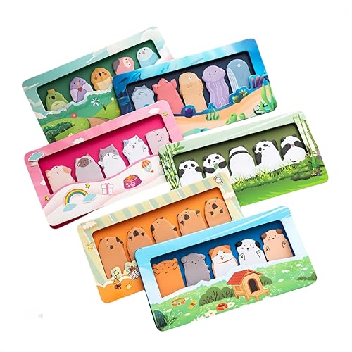 Alihoo 6 Set Haftnotiz,900 Blatt Kleine Sticky Notes,Cartoon Selbstklebend Haftstreifen, Sticky Index Tabs zum Markieren Und Hervorheben von Alihoo