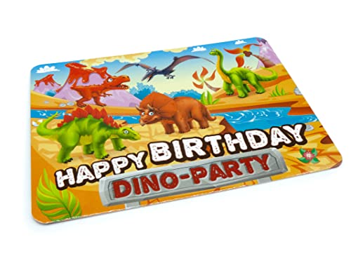 5x Dinosaurier Party Einladungskarten für Kindergeburtstag Dino Einladung aus ökologischem Karton für Mädchen Jungen Kinder lustige Partyeinladungen zum „happy birthday“ Geburtstag Made in Germany von Alimpia