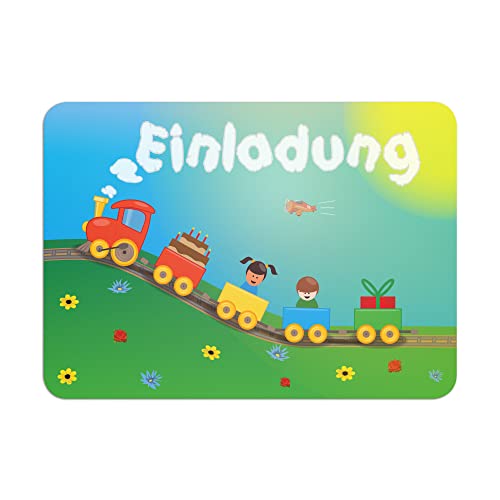 Einladungskarten für Kindergeburtstag 10x Party - Design: freundlicher Zug Eisenbahn Lok - die Einladung für Mädchen Jungen Kinder Einladungskarte zum Geburtstag Einschulung und Kinderparty DIN A6 Einladungskarten für Kindergeburtstag 10x Party - Design: freundlicher Zug Eisenbahn Lok - die Einladung für Mädchen Jungen Kinder Einladungskarte zum Geburtstag Einschulung und Kinderparty DIN A6 von Alimpia