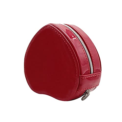 Alipher Reise-Schmuckkästchen, Herzform, Schmuck-Aufbewahrungsbox, PU-Leder, Schmuck-Organizer, Schmuckschatulle, Ohrring-Halskettenhalter für Damen und Mädchen, 1 Stück (rot) von Alipher