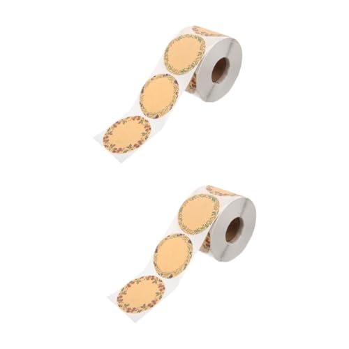 2 Rollen Selbstklebende Roll mit Wreath Muster Kraftpapier Geschenkanhänger für Hochzeit Geburtstage und Persönliche Handarbeiten Dekorative Aufkleber für Tüten Karten und von Alipis