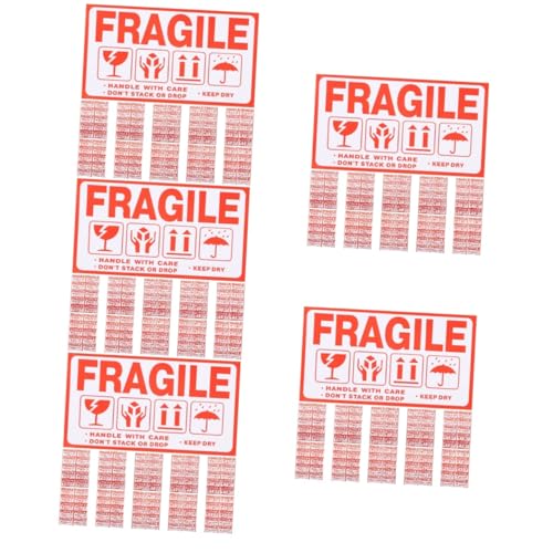 5 Sätze Selbstklebende Fragile Aufkleber Warnetiketten Für Versand Verpackung Einfach Anzubringen Für Kartons 20 Blätter * 5 von Alipis