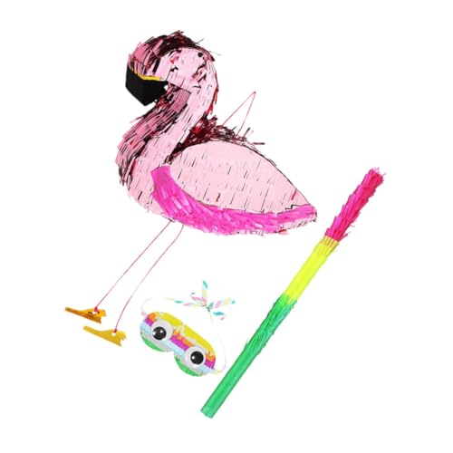 Alipis 1 Satz Flamingo Piñata mit Schläger und Augenmaske Kindergeburtstag Shower Rosa Party Dekoration Einfach Aufzuhängen für Fröhliches Tropisches Fest von Alipis