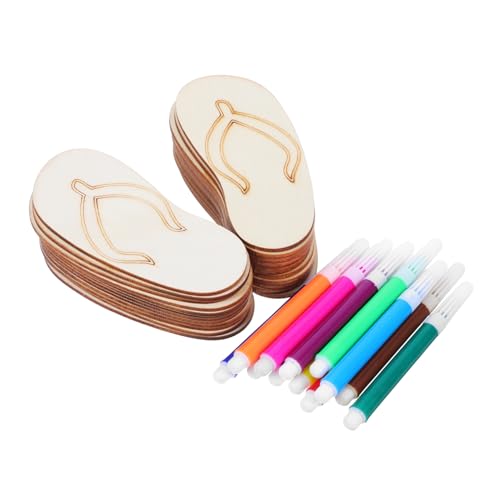 Alipis 1 Satz Hausschuhe Holzchips hängende Ornamente aus Holz Strandschuhe DIY -Handwerksprojekt Mini-Schuhe selber machen Hawaii-Partydekorationen Buchsbaum von Alipis