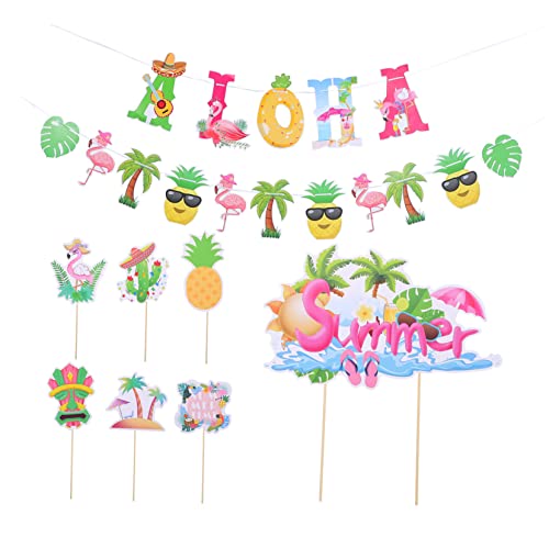 Alipis 1 Satz Hawaii Dekoration Teiliges Aloha Banner Kuchentopper für Unvergessliche Partys zu Montieren für Hochzeiten Geburtstagsfeiern und Themenfeiern von Alipis