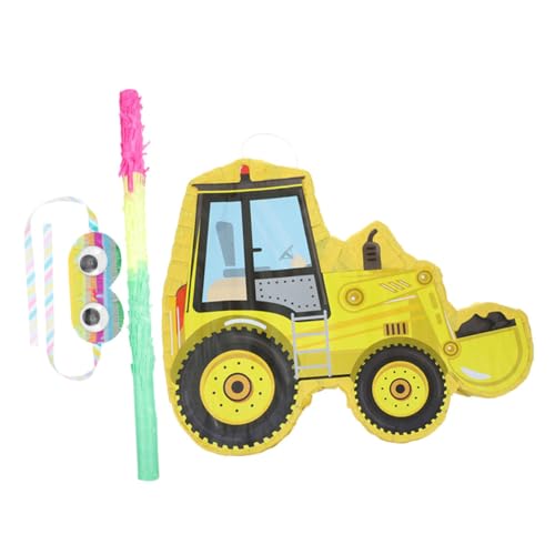 Alipis 1 Satz Truck Pinata für Baustellen Geburtstagsfeier Gelbe Auto Piñata mit Füllung Teiliges Augenmaske Lustiges Partyspiel von Alipis