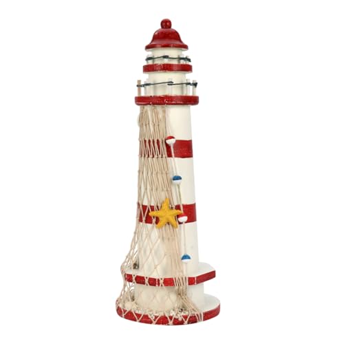 Alipis 1 Stück Leuchtturm nautisch Ankerdekor Solar- Strand Dekorationen bürodeko büro Dekoration Workmanship Decoration Model for Home schmuck im mediterranen Stil Kiefernholz von Alipis