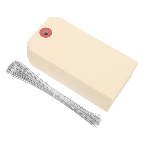 Alipis 10 Sätze Preis Schild Manila-tags Verkabelter Manila-tag Stichworte Leer Verdrahtet Kabelbinder Taschenanhänger Etikett -tags Mit Kabel Inventar -tags Eisendraht 100 Stück * 10 von Alipis