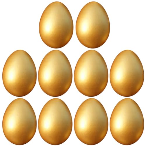 Alipis 10 Stück DIY Ostereier Goldene Eier Natürliche Holzeier Dekoration Künstliche Gefälschte Eier Aus Holz Handwerk Eier Malerei Handwerk von Alipis