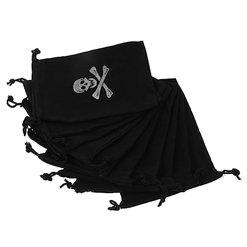 Alipis 10 Stück Piratenbeutel Kordelzug Halloween Süßigkeitenbeutel für Partys für Münzen Bonbons und Kleine Langlebig und Wiederverwendbar Perfektes Zubehör für Kinderfeste und von Alipis