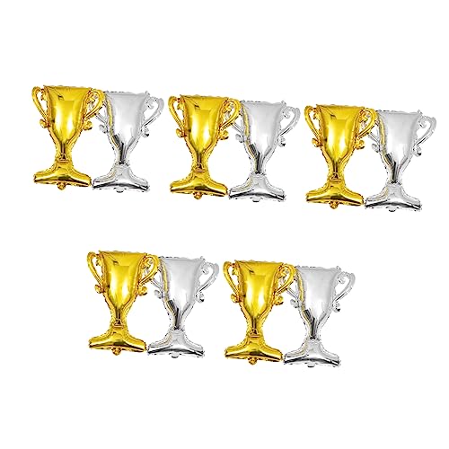 Alipis 10 Stück Teiliges Graduations und Geburtstagsballons Trophy Form Wiederverwendbare Aluminiumfolienballons für Festlichkeiten und Partydekorationen Glänzende Goldene und Silberne von Alipis