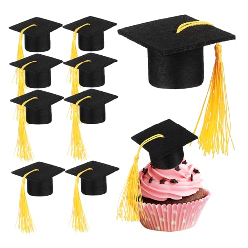 Alipis 10 Stück Teiliges Mini-absolventenhüte Leichte Abschlussfeier-tortendeko mit Gelben Quasten Praktische Graduation Cake Toppers für Party Tischdekoration von Alipis