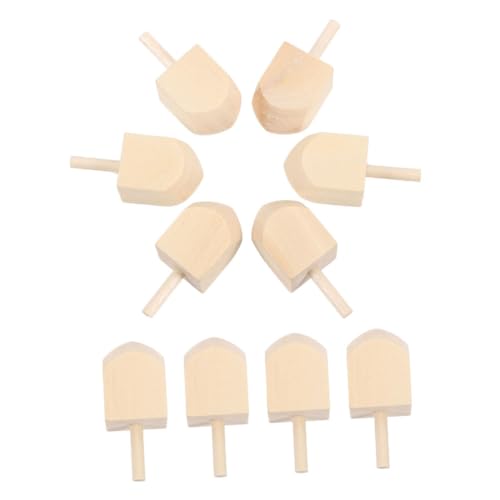 Alipis 10 Stück Teiliges Naturbelassene Holz Dreidel zum Bemalen Hoher Hanukkah für DIY Interaktives Partyspiel und Festliche Dekoration für Familien von Alipis